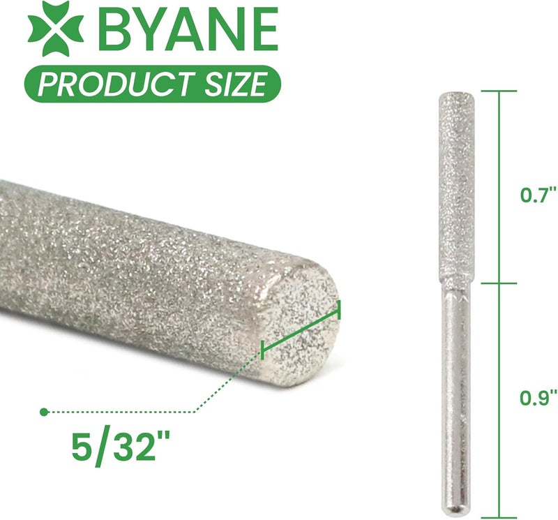 Byane Diamond Chainsaw Sharpening Bits - 5/32''(4.0mm) Carbide Chain Grinding Stones 10PCS, Optimized for Carbide & Standard Chains, Electric Grinder Replacement - Image 2